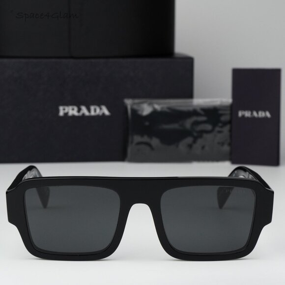 Prada Men Sunglasses Black Dark Grey Square PRA05S 16K08Z BRAND NEW